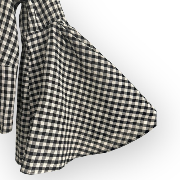 (SOLD) NANETTE LEPORE Gingham Bell-Sleeve Top, Large, Black/White - Picture 8 of 13